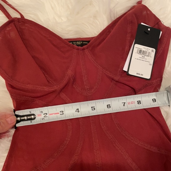 𝗡𝗪𝗧 GUESS spicy orange bodysuit mesh transparent contour sienna clay XS MELINDA - Picture 11 of 12